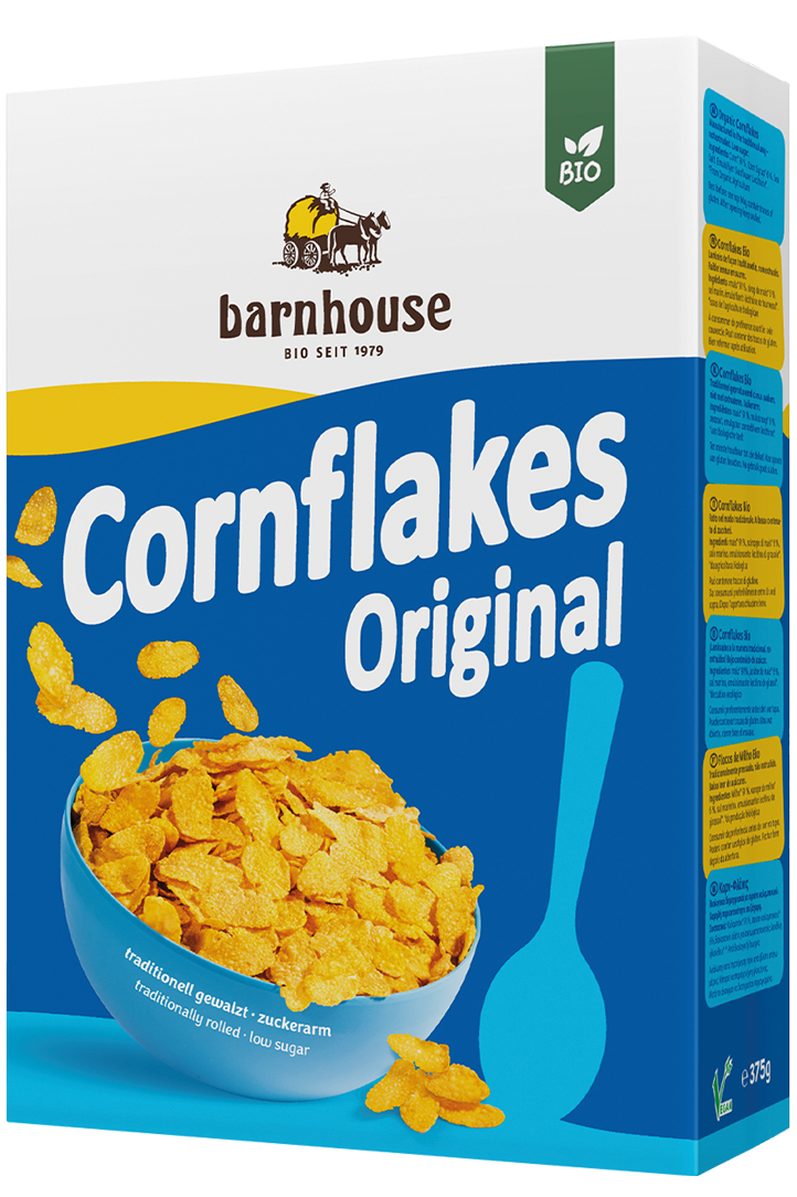 Packshot von Cornflakes Original des Bio-Knuspermüsli-Herstellers Barnhouse