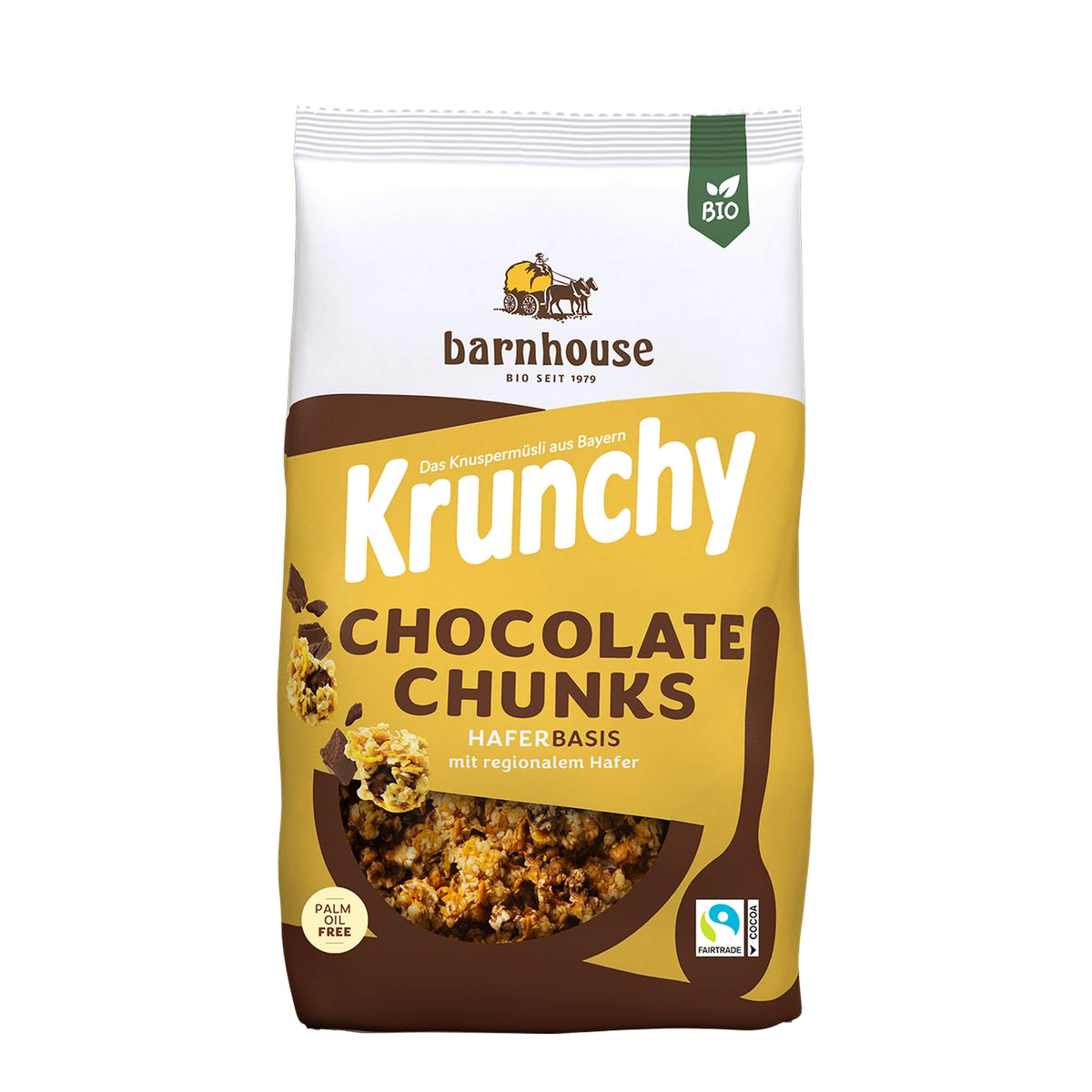 Packshot von Krunchy Chocolate Chunks des Bio-Knuspermüsli-Herstellers Barnhouse