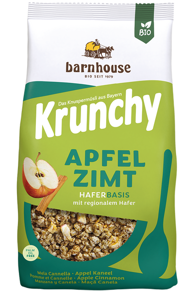 Packshot von Krunchy Apfel-Zimt des Bio-Knuspermüsli-Herstellers Barnhouse