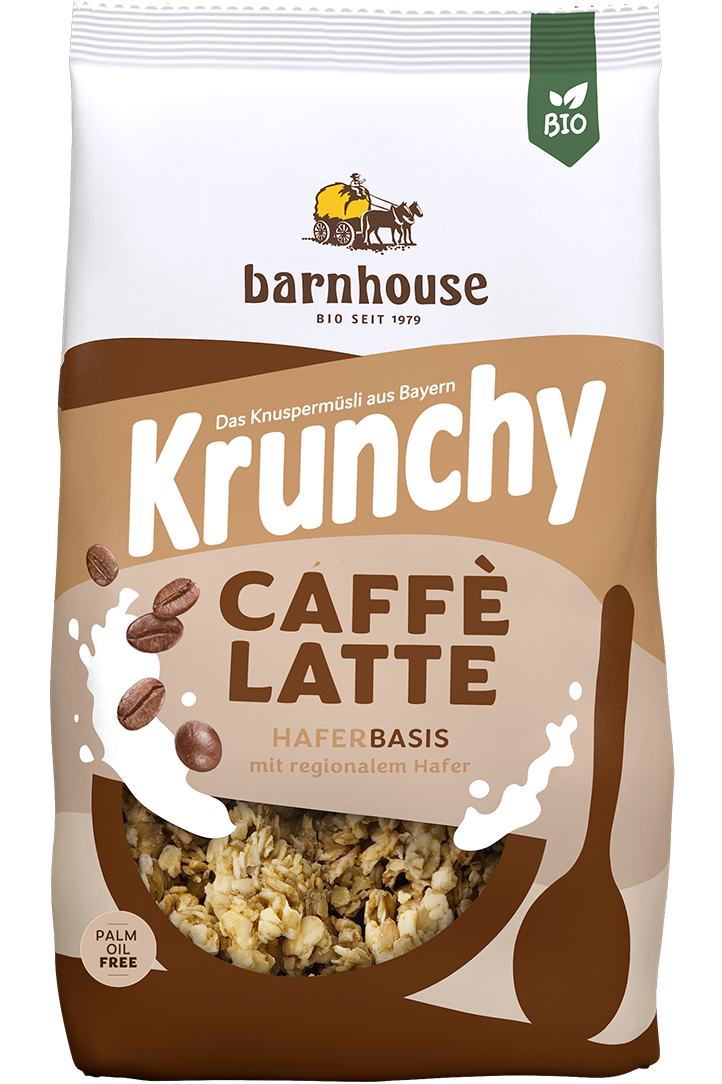 Packshot von Caffè Latte des Bio-Knuspermüsli-Herstellers Barnhouse