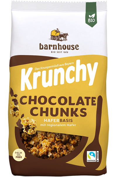 Packshot von Krunchy Chocolate Chunks des Bio-Knuspermüsli-Herstellers Barnhouse