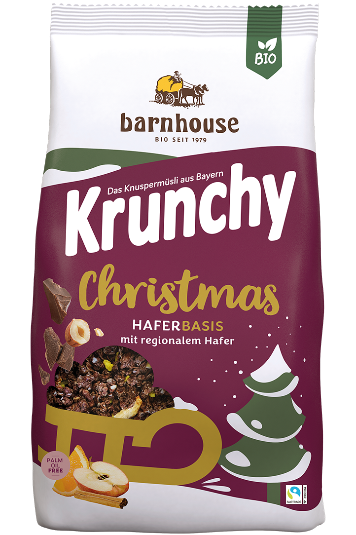 Packshot von Krunchy Christmas des Bio-Knuspermüsli-Herstellers Barnhouse
