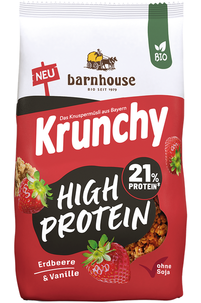 Packshot von Krunchy High Protein des Bio-Knuspermüsli-Herstellers Barnhouse