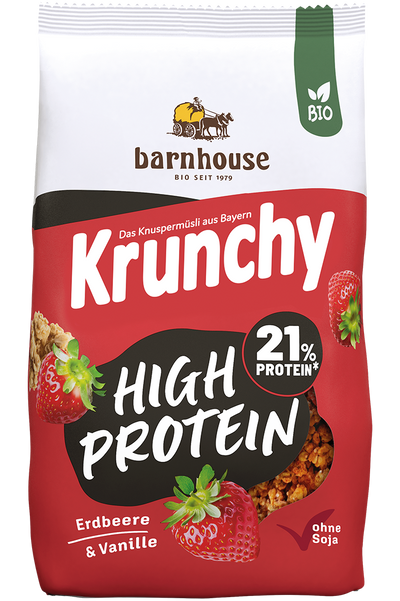 Packshot von Krunchy High Protein des Bio-Knuspermüsli-Herstellers Barnhouse