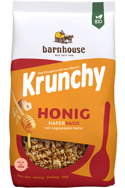 Packshot von Krunchy Honig des Bio-Knuspermüsli-Herstellers Barnhouse