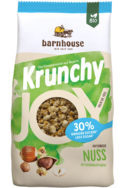 Packshot von Krunchy Joy Nuss des Bio-Knuspermüsli-Herstellers Barnhouse