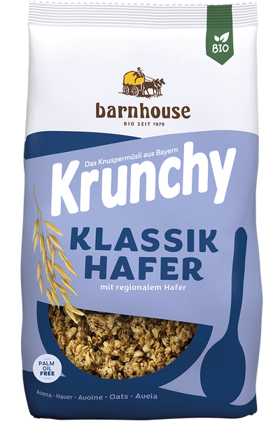 Packshot von Krunchy Klassik Hafer des Bio-Knuspermüsli-Herstellers Barnhouse