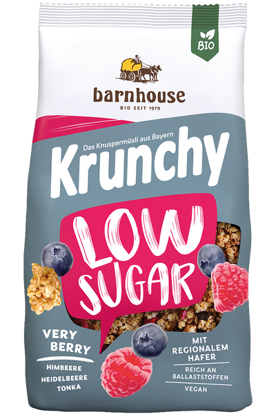 Packshot von Krunchy Low Sugar Very Berry des Bio-Knuspermüsli-Herstellers Barnhouse