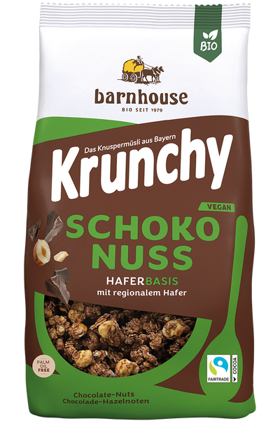 Packshot von Krunchy Schoko-Nuss des Bio-Knuspermüsli-Herstellers Barnhouse