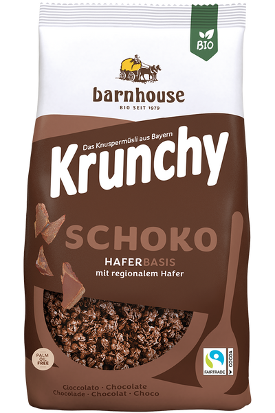 Packshot von Krunchy Schoko des Bio-Knuspermüsli-Herstellers Barnhouse