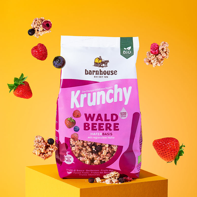 Krunchy Waldbeere alternativ gesüßt von Bio-Knuspermüsli-Hersteller Barnhouse