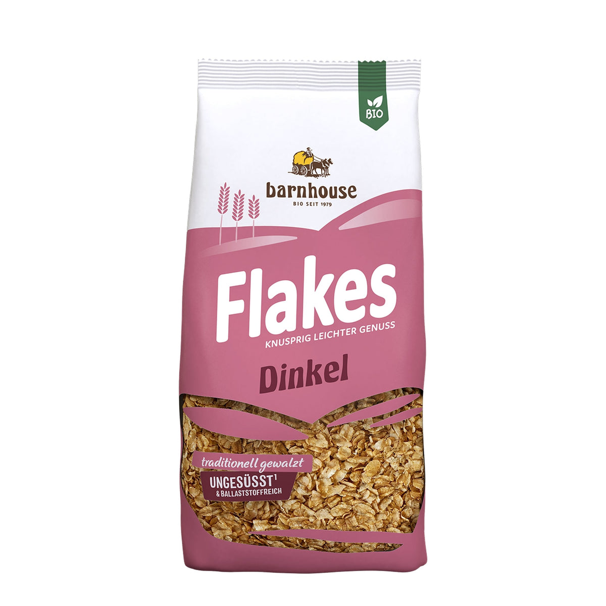 Packshot von Flakes Dinkel des Bio-Knuspermüsli-Herstellers Barnhouse
