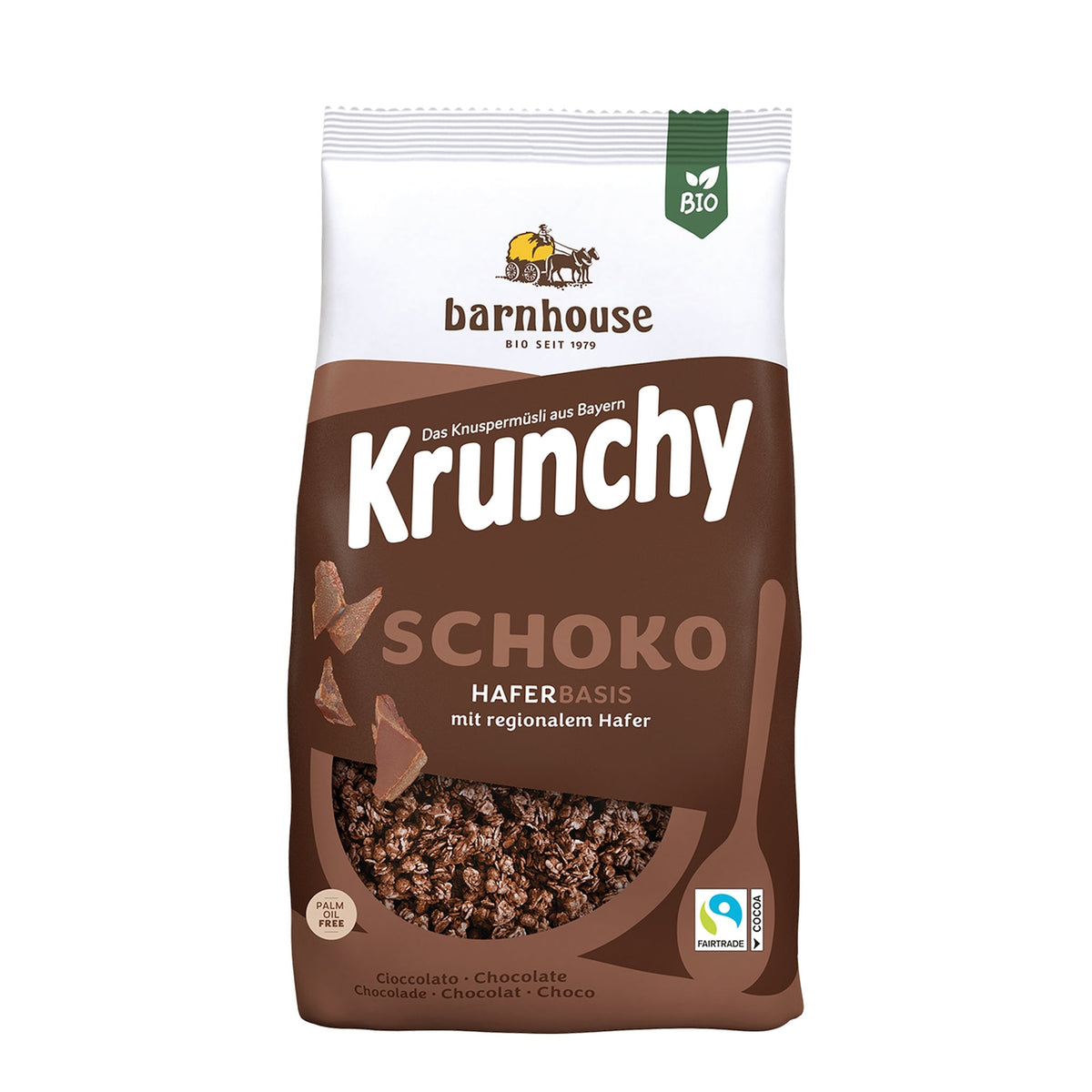 Packshot von Krunchy Schoko des Bio-Knuspermüsli-Herstellers Barnhouse